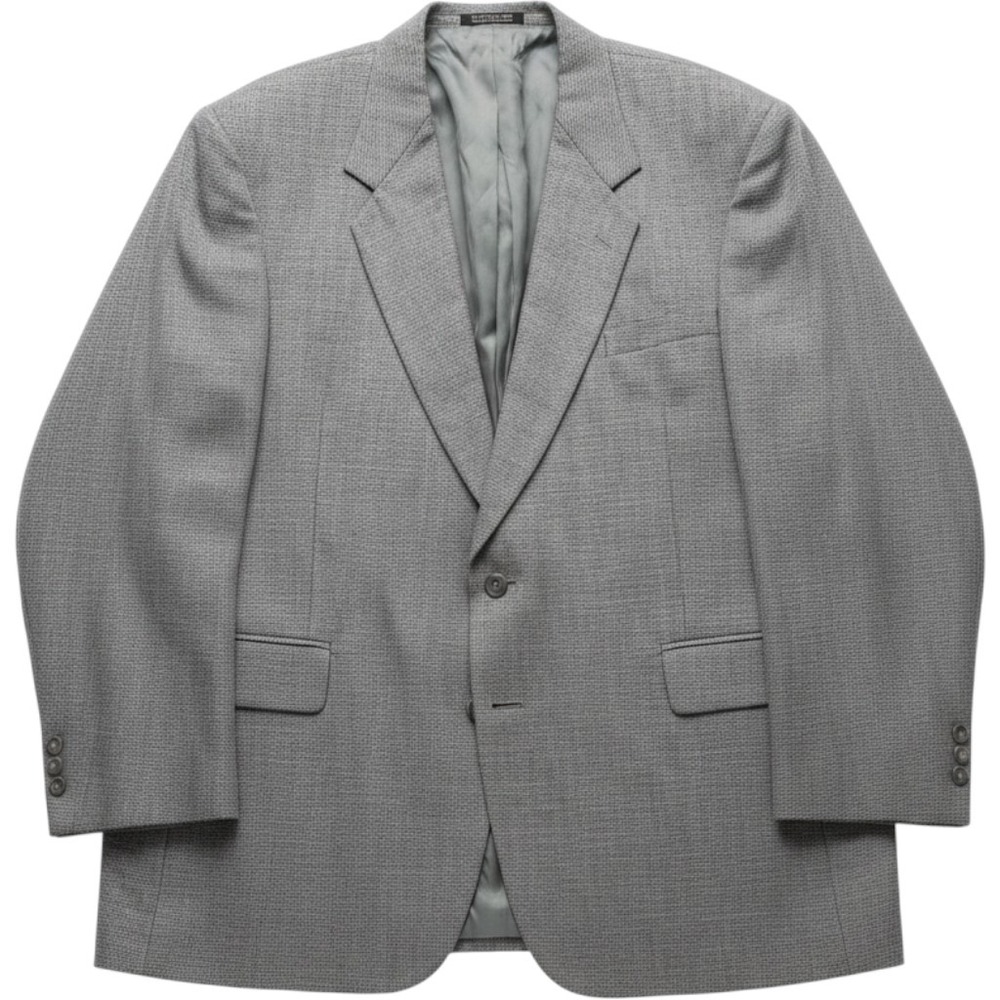John Henry Blazer Mens XL Gray Check Polyester Wool Tweed Sport Coat Jacket